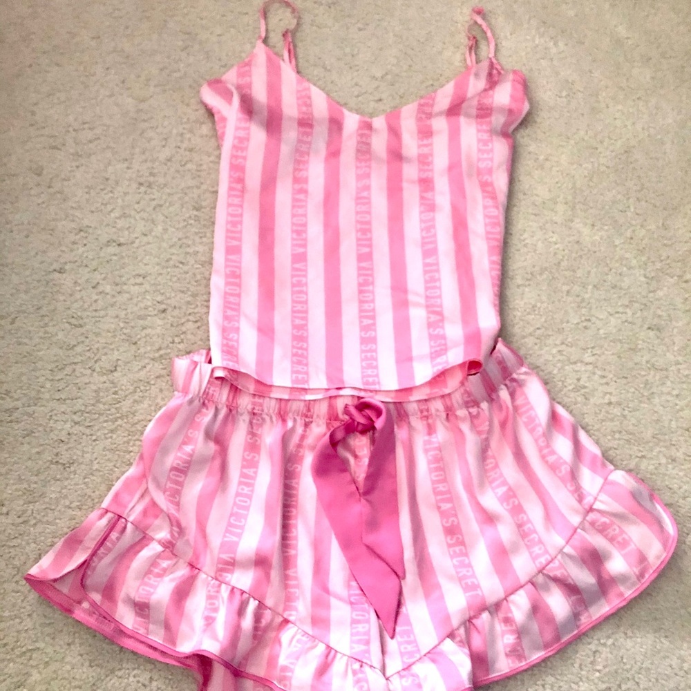 Victoria’s Secret satin cami and short set.